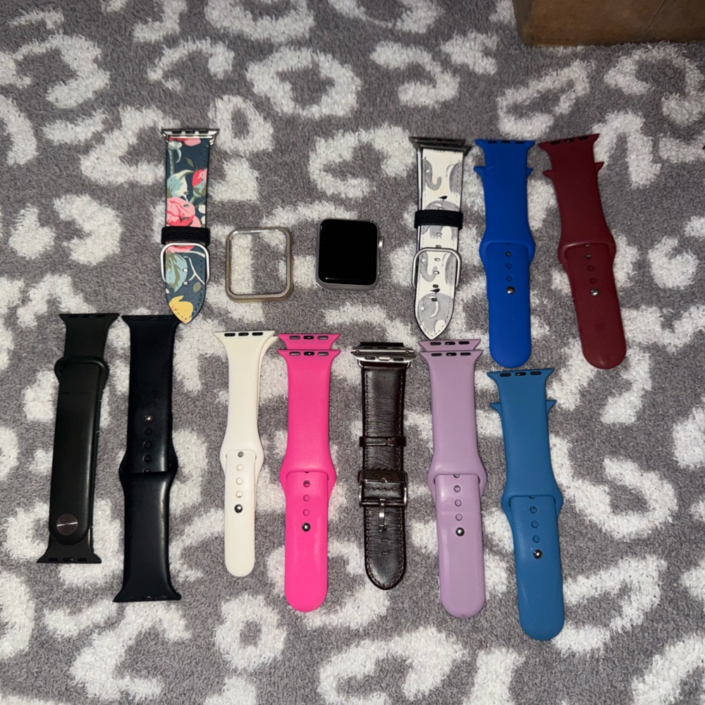 Apple Watch Series 3 + Assorted Watch Bands and Accessories